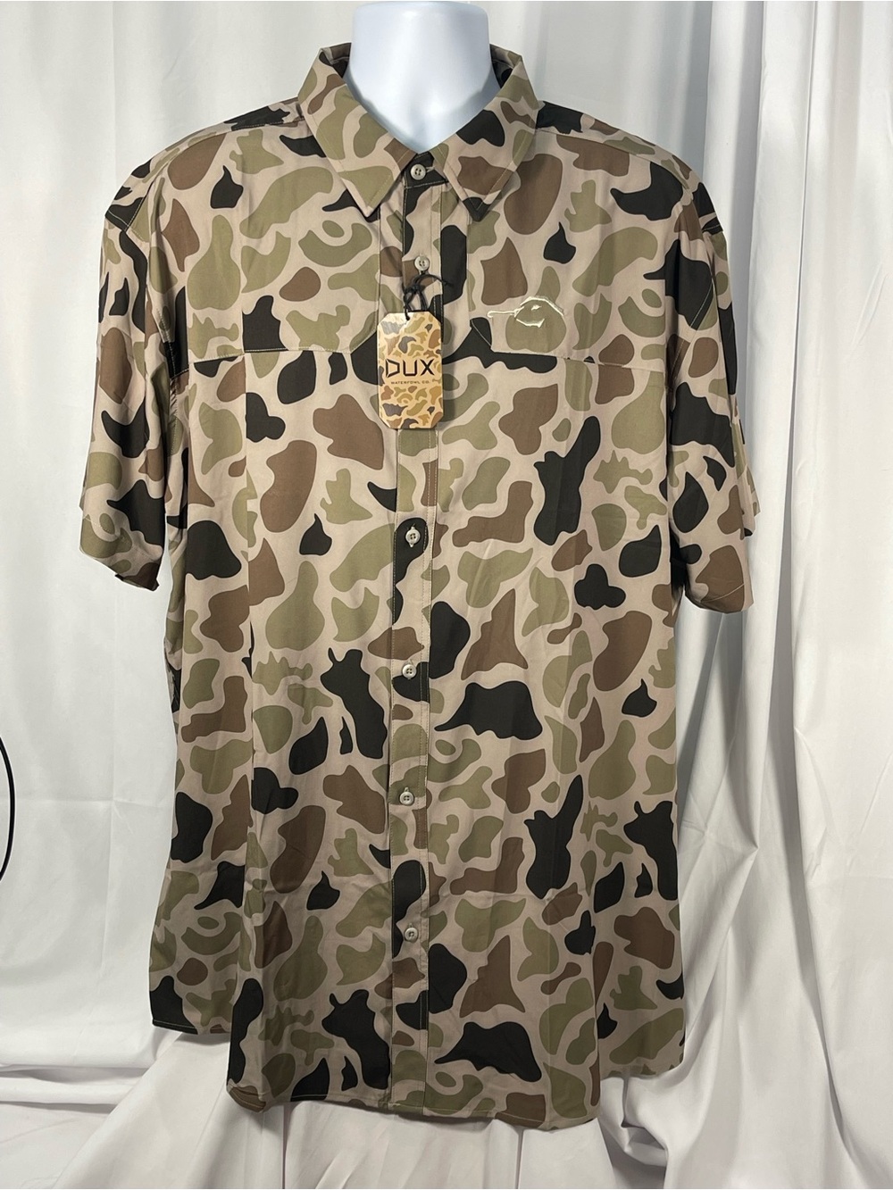 DUX Camouflage Button-Up Shirt - Green/Brown outdoor utility gorpcore rugged 2XL